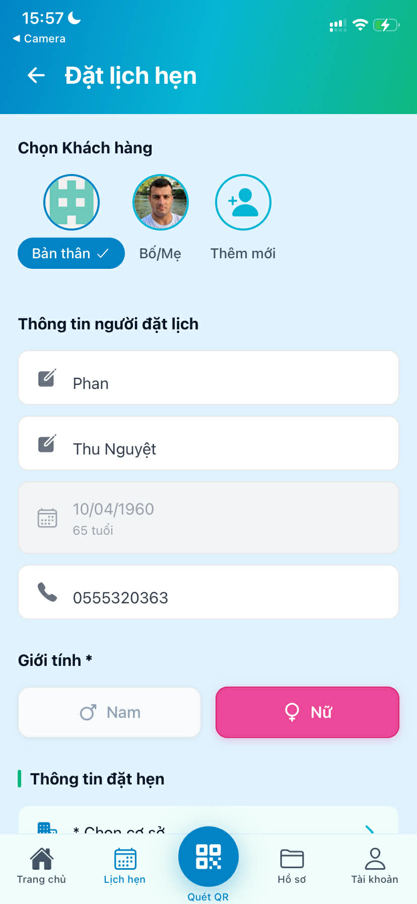 Bệnh nhân đặt lịch