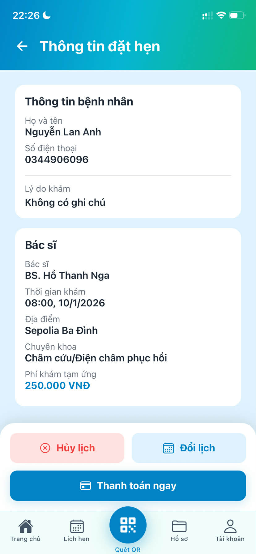 Thông tin bệnh nhân